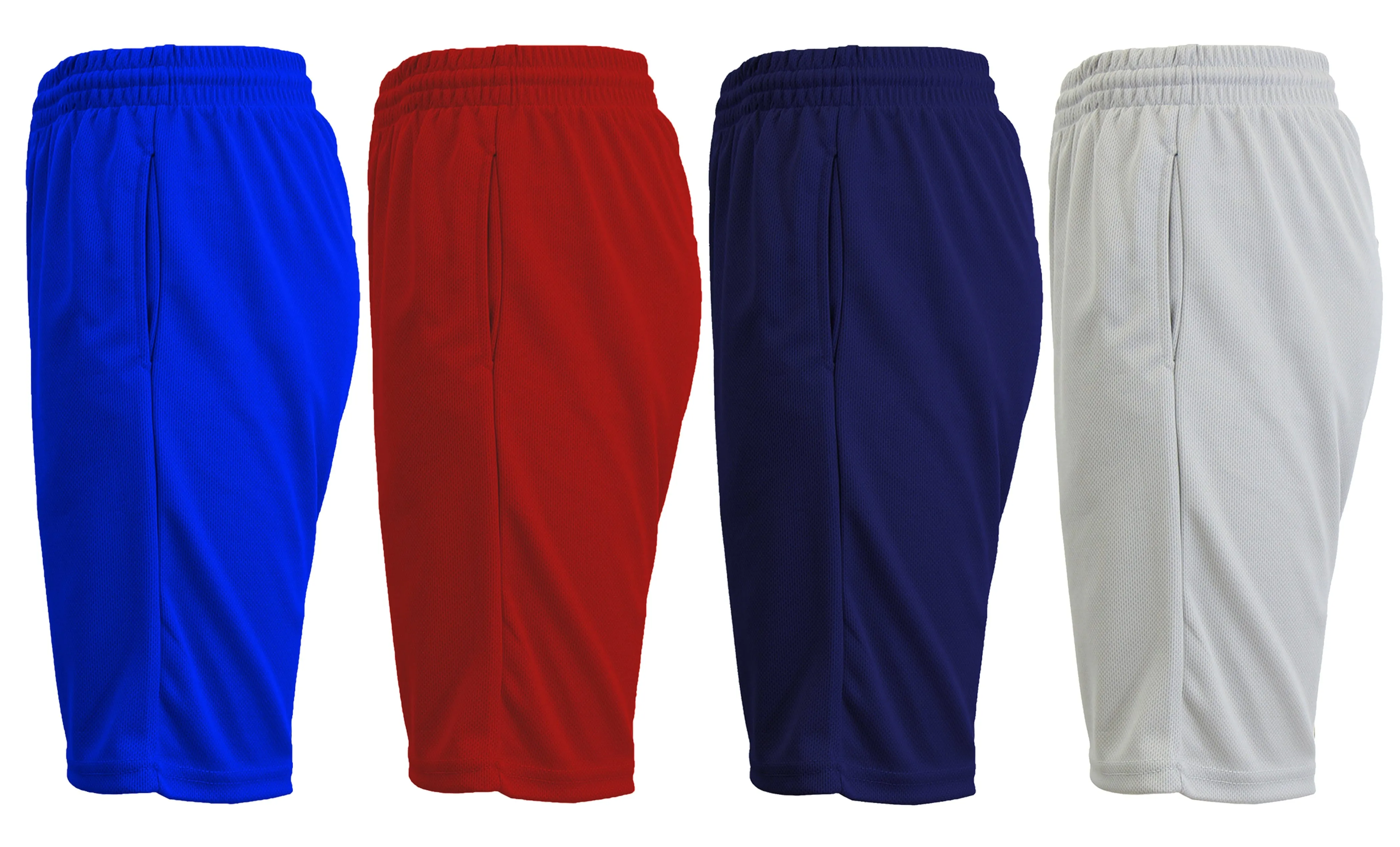[4-PACK] Men's Solid Active Mesh Moisture Wicking Shorts