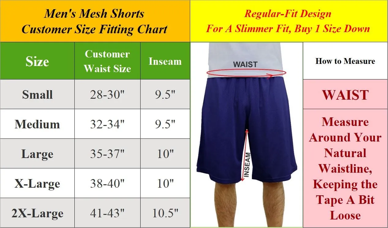 [4-PACK] Men's Solid Active Mesh Moisture Wicking Shorts