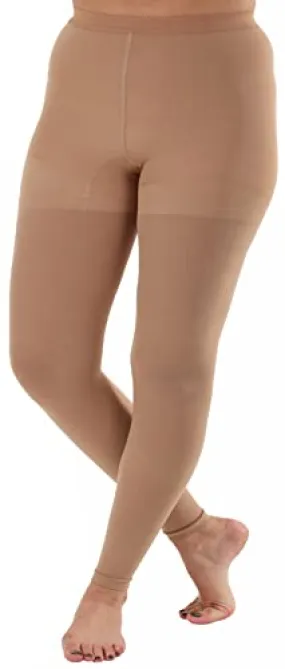 ABSOLUTE SUPPORT - Compression Leggings Women 20-30 mmHg for Circulation - Footless Compression Support Stockings for Women - High Waist Tights Pantyhose - Beige, Size Small