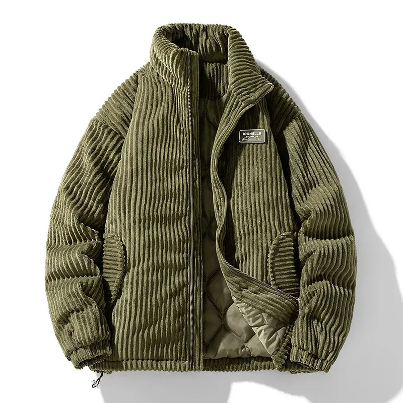 Aidase Thicken down Cotton-padded Jacket Corduroy Cotton-padded High-grade Men's Fashion Cool Winter Jacket Cotton-padded Jacket
