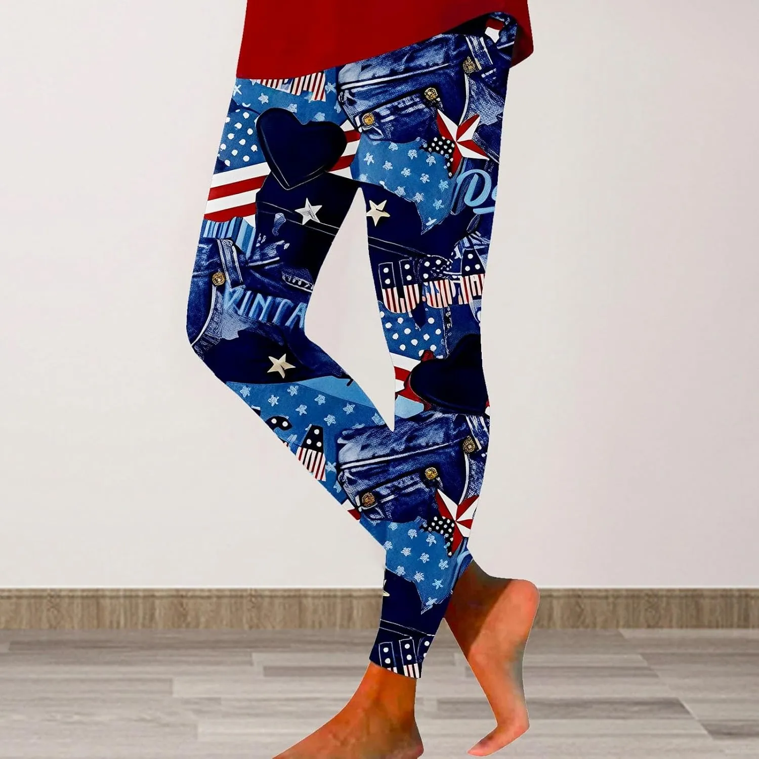 aihihe Women's USA Flag Print Leggings 4th of July Independent Day Yoga Pants Gym Workout Quick Dry Compression Tights