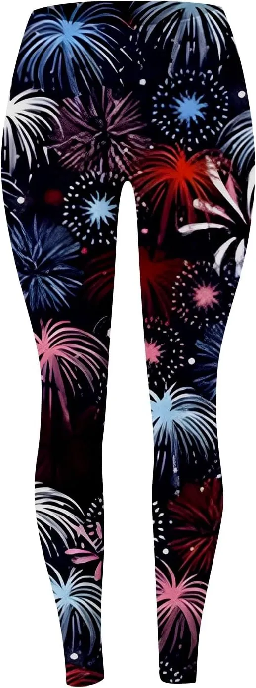 aihihe Women's USA Flag Print Leggings 4th of July Independent Day Yoga Pants Gym Workout Quick Dry Compression Tights