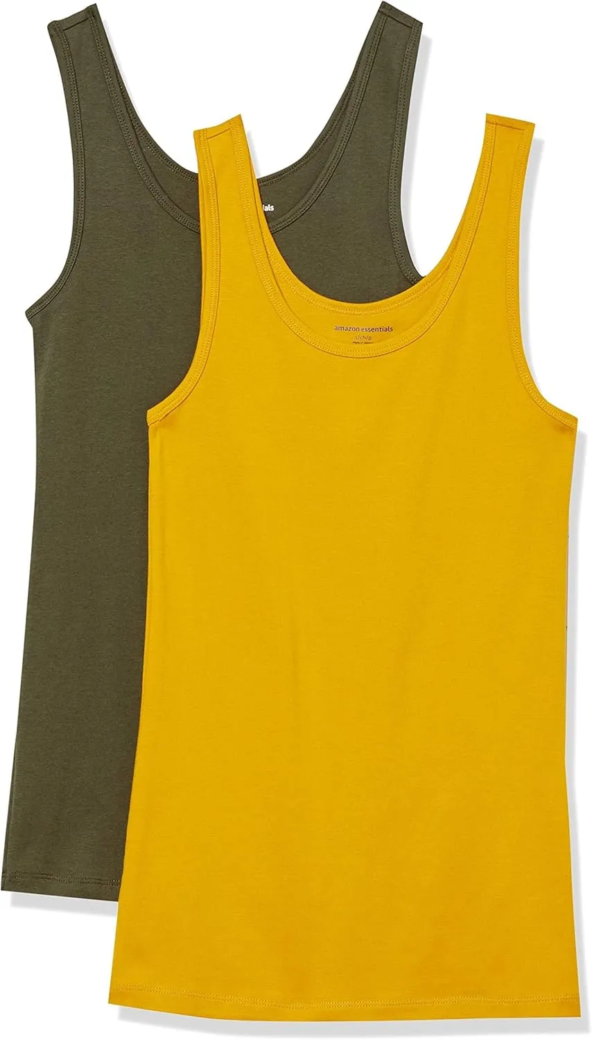 Amazon Essentials Women's Slim-Fit Tank, Pack of 2