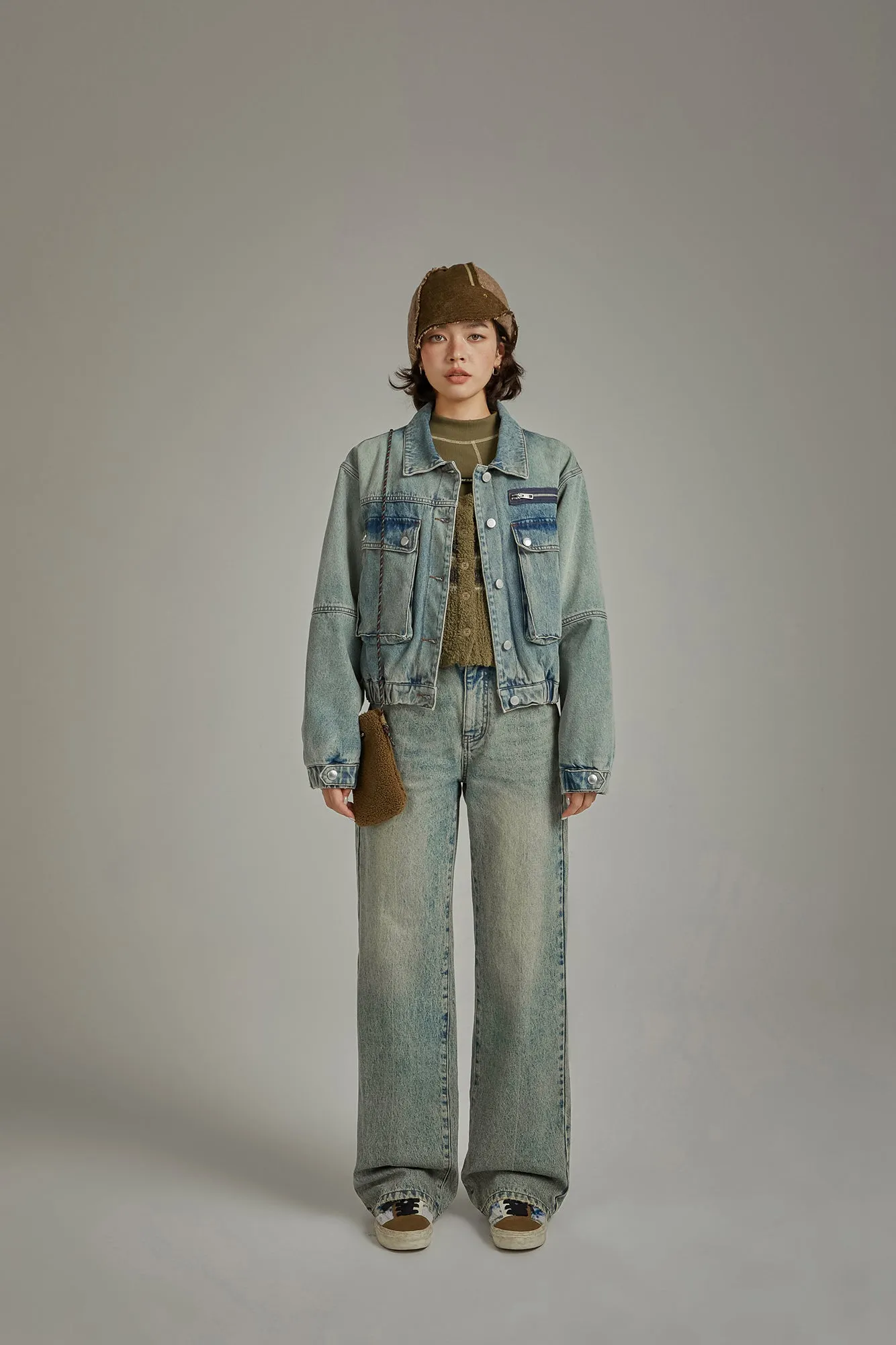 Basic Washed Wide Denim Jeans