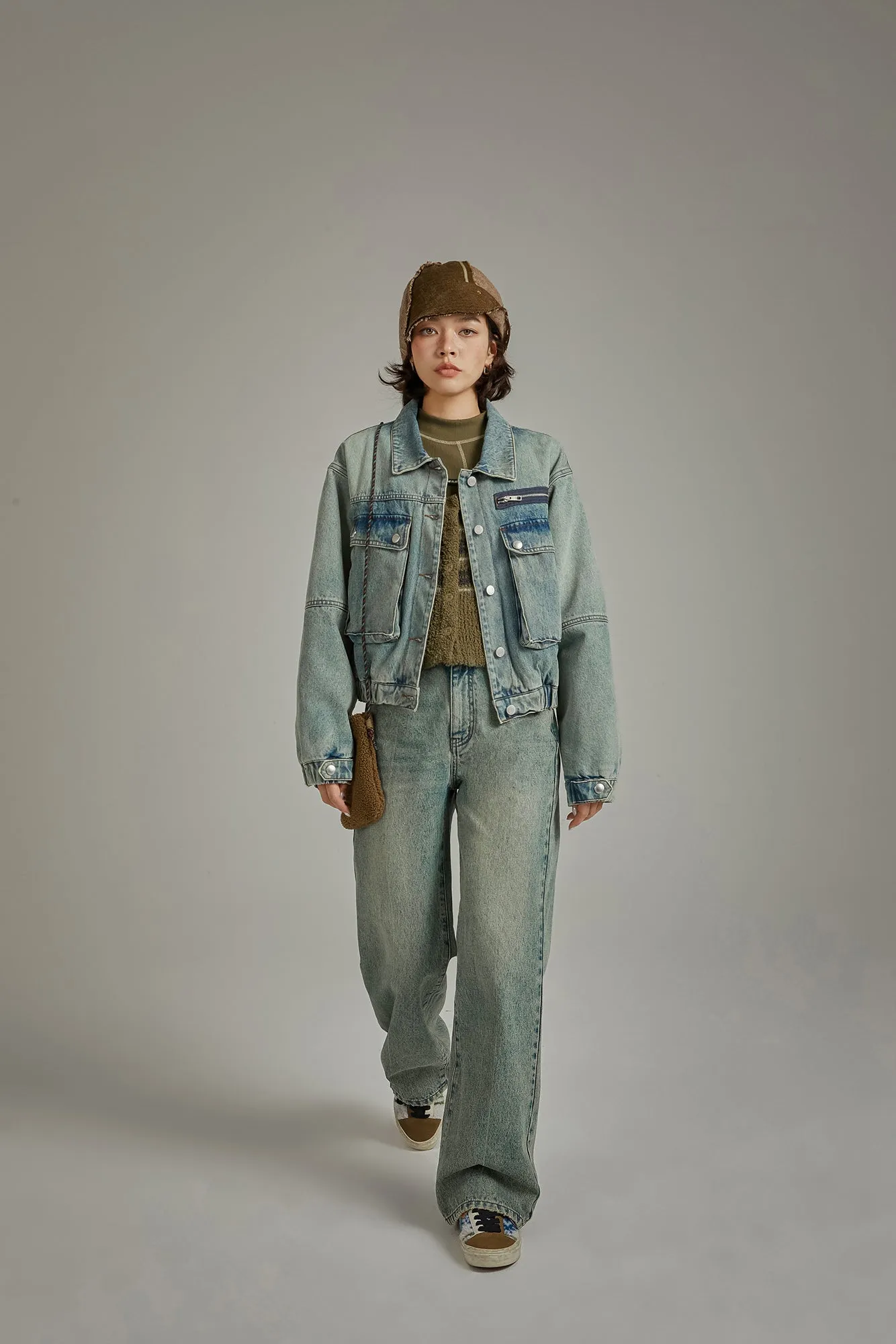 Basic Washed Wide Denim Jeans