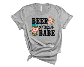 Beer Drinkin Babe Leopard Pink - Graphic Tee