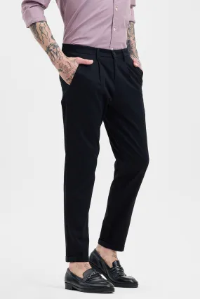 Black Slim Fit Pleated Trousers