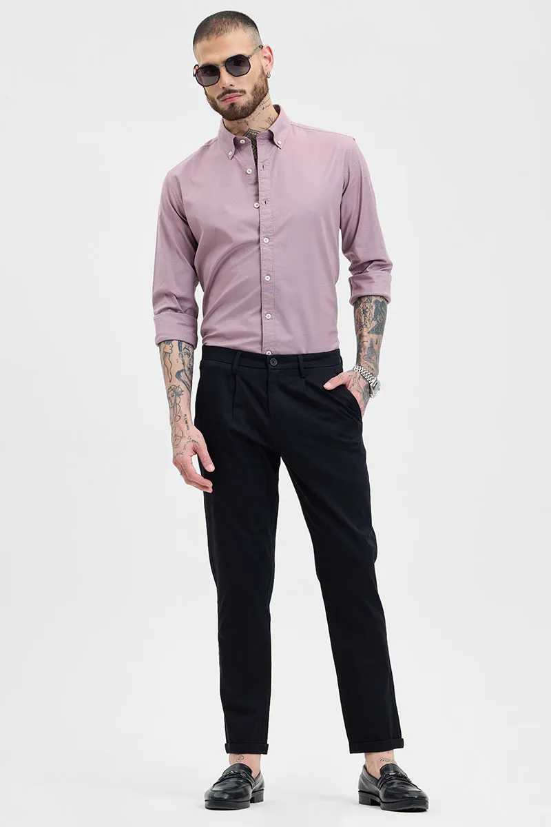 Black Slim Fit Pleated Trousers