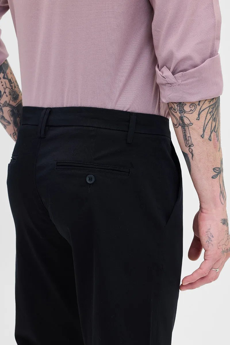 Black Slim Fit Pleated Trousers