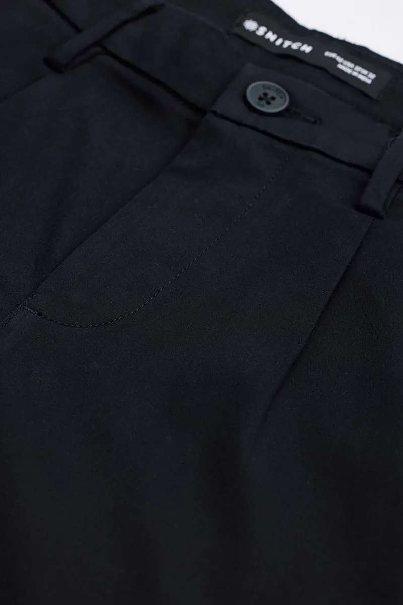 Black Slim Fit Pleated Trousers