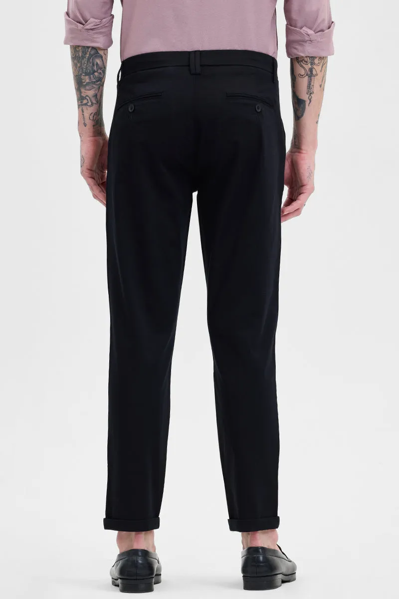 Black Slim Fit Pleated Trousers