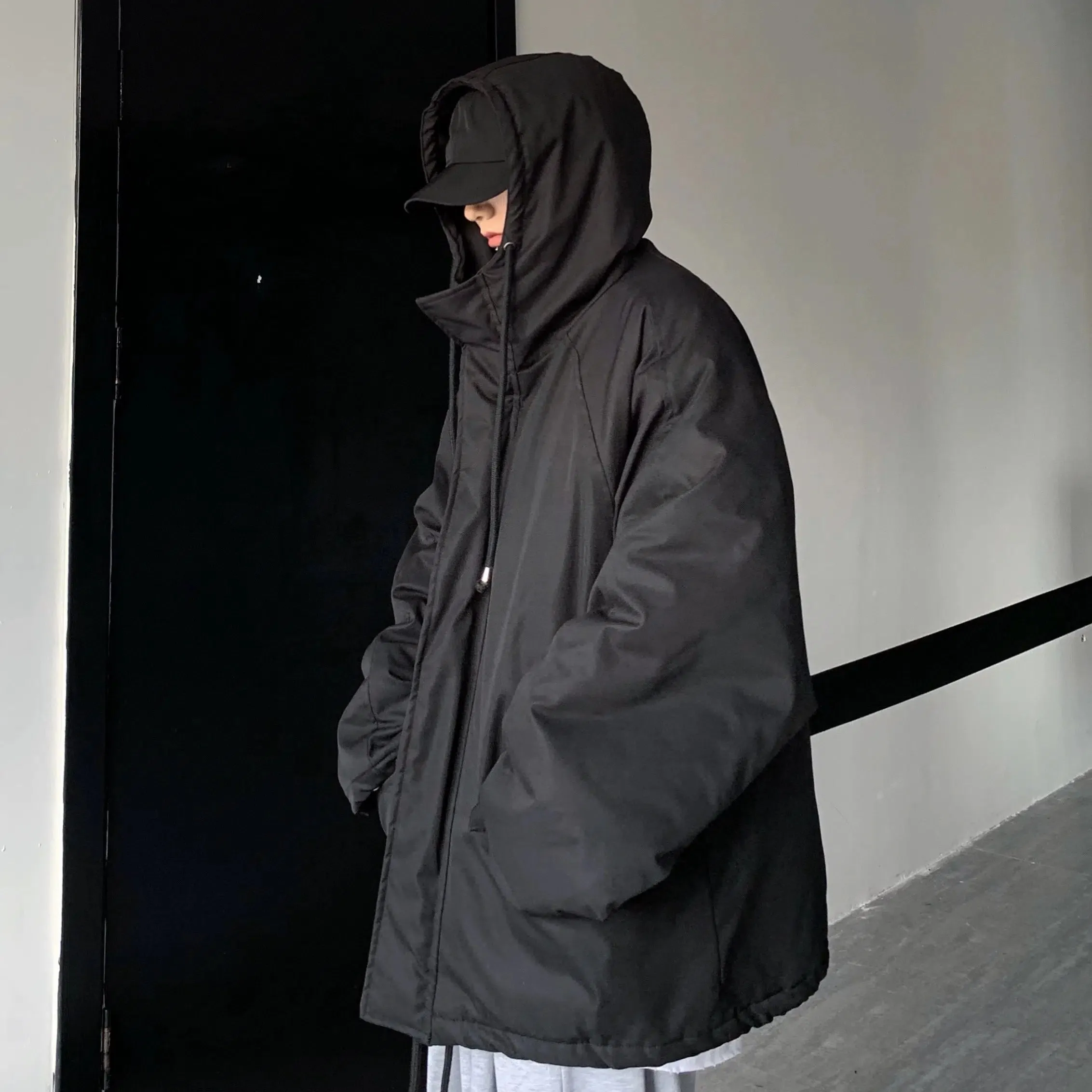 Black Windbreaker Hooded Jacket