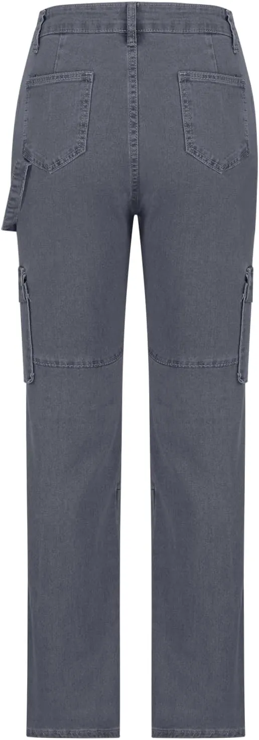 Cargo Pants for Women Funny High Waist Y2k Trousers Trendy Straight Leg Pants with Pockets Slim Fit Solid Sweatpants