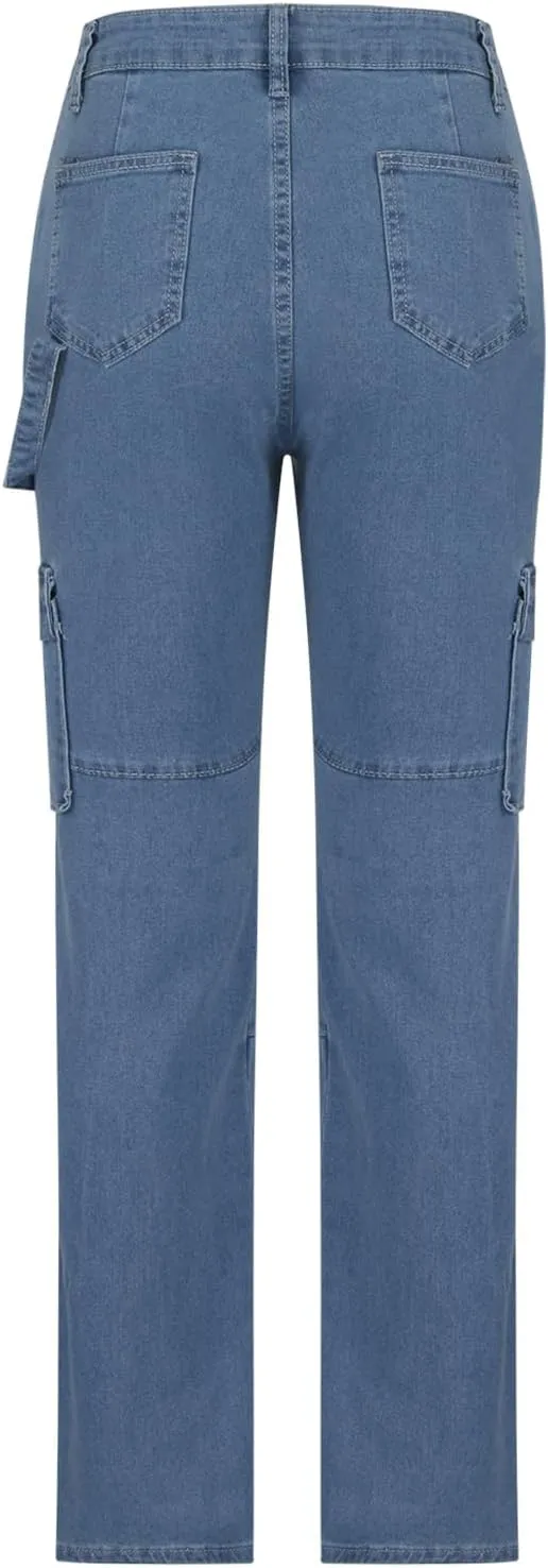 Cargo Pants for Women Funny High Waist Y2k Trousers Trendy Straight Leg Pants with Pockets Slim Fit Solid Sweatpants