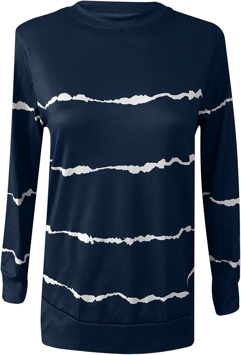 Ceboyel Womens Striped Pullover Sweatshirts Crewneck Tie Dye Shirts Long Sleeve Blouses Tops Loose Fit Fashion Clothes 2023