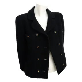 Chanel Vintage Classic Black Boclue Tweed Jacket