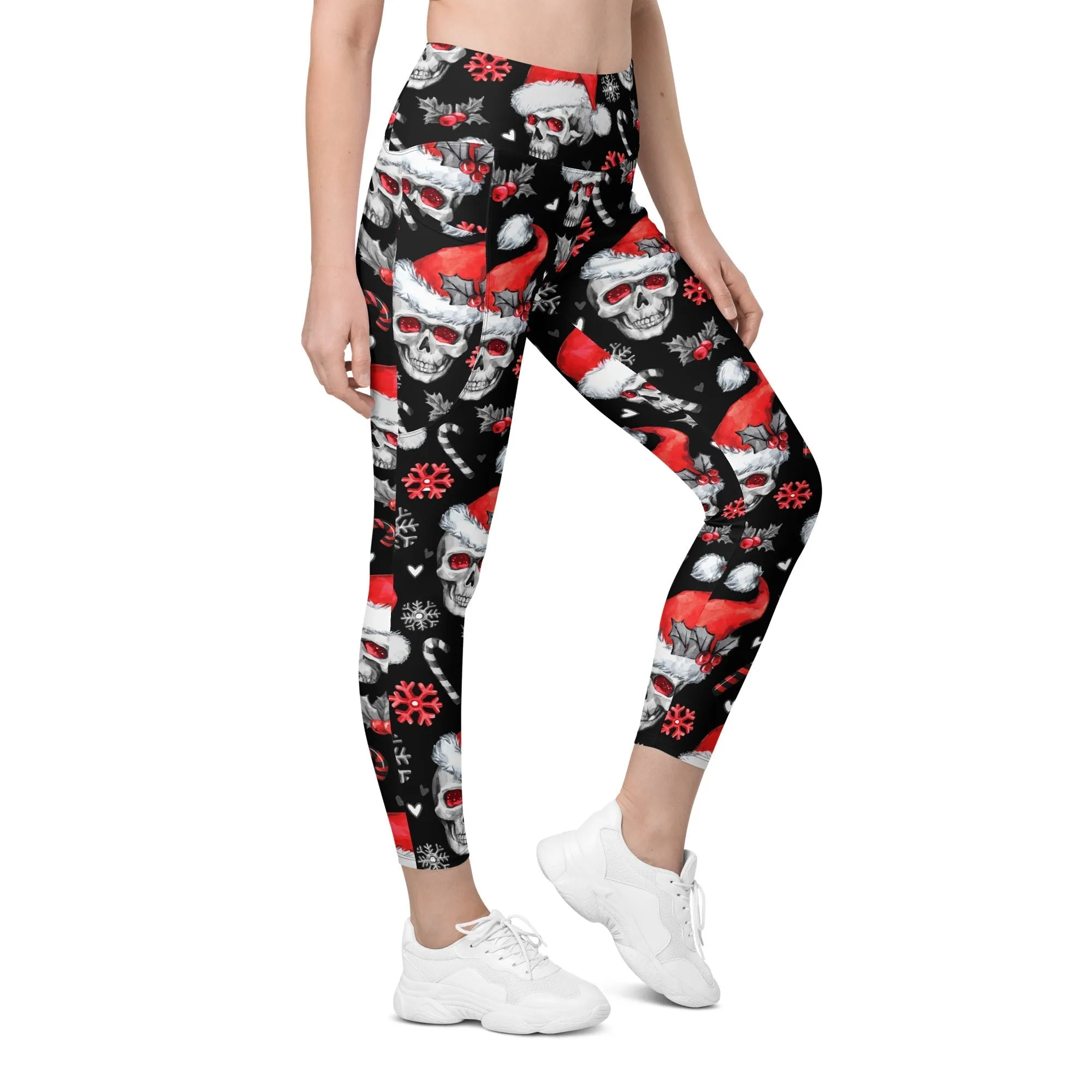 Christmassy Skulls Leggings With Pockets