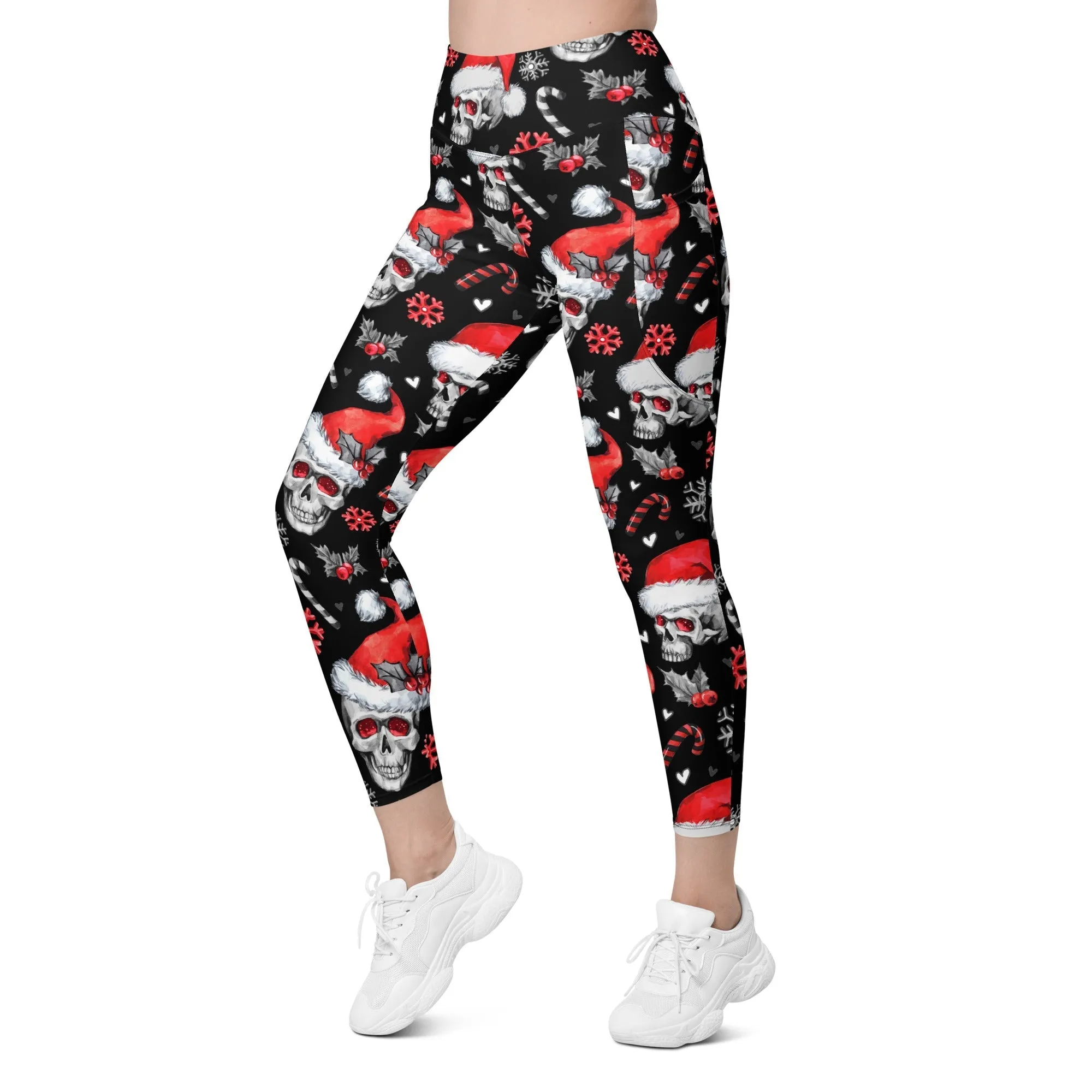 Christmassy Skulls Leggings With Pockets