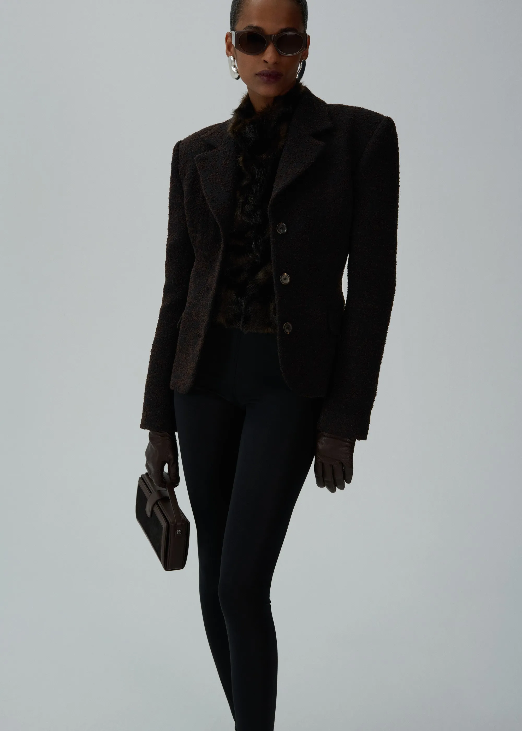 Classic fitted blazer in brown