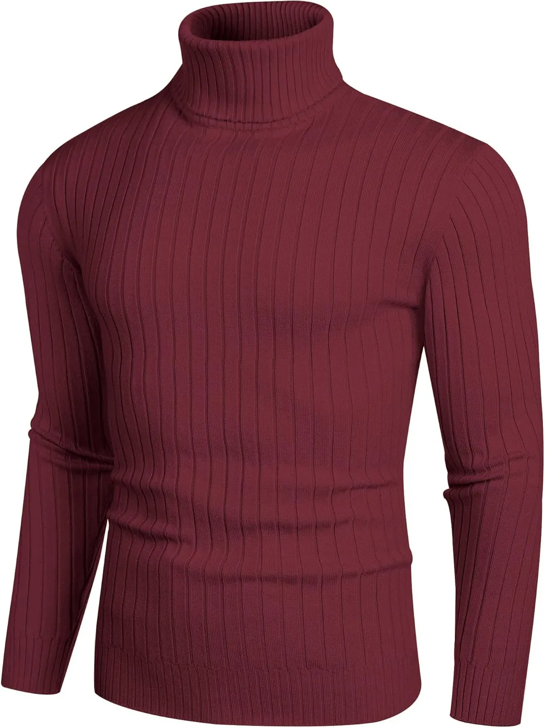 COOFANDY Men's Slim Fit Turtleneck Sweater Casual Pullover Sweater Lightweight Ribbed Sweater
