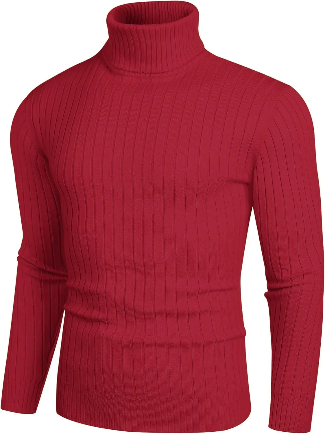 COOFANDY Men's Slim Fit Turtleneck Sweater Casual Pullover Sweater Lightweight Ribbed Sweater