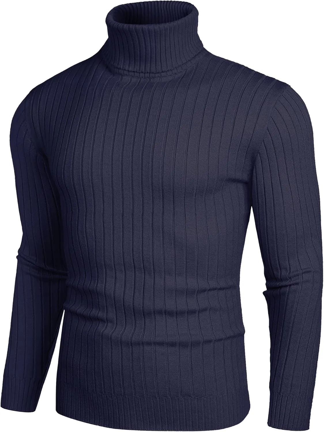 COOFANDY Men's Slim Fit Turtleneck Sweater Casual Pullover Sweater Lightweight Ribbed Sweater