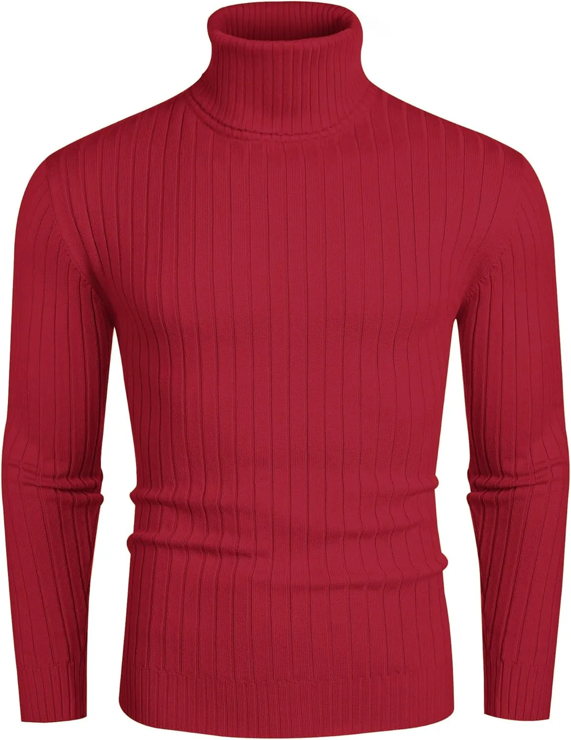 COOFANDY Men's Slim Fit Turtleneck Sweater Casual Pullover Sweater Lightweight Ribbed Sweater