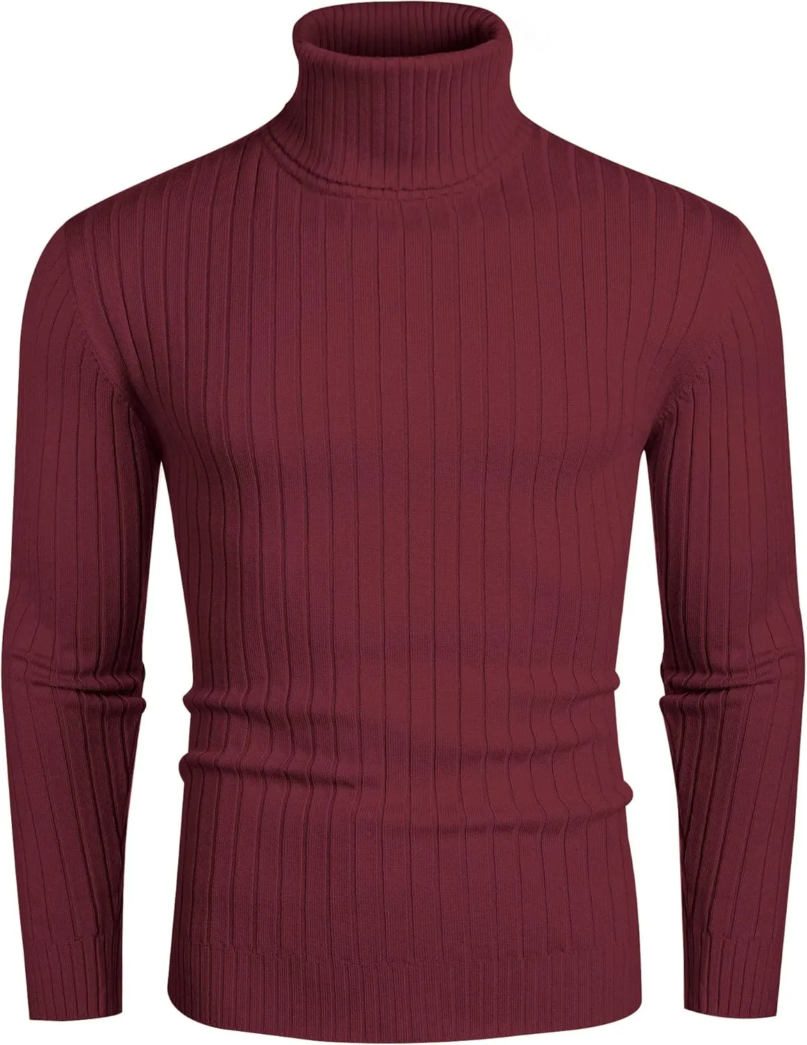 COOFANDY Men's Slim Fit Turtleneck Sweater Casual Pullover Sweater Lightweight Ribbed Sweater
