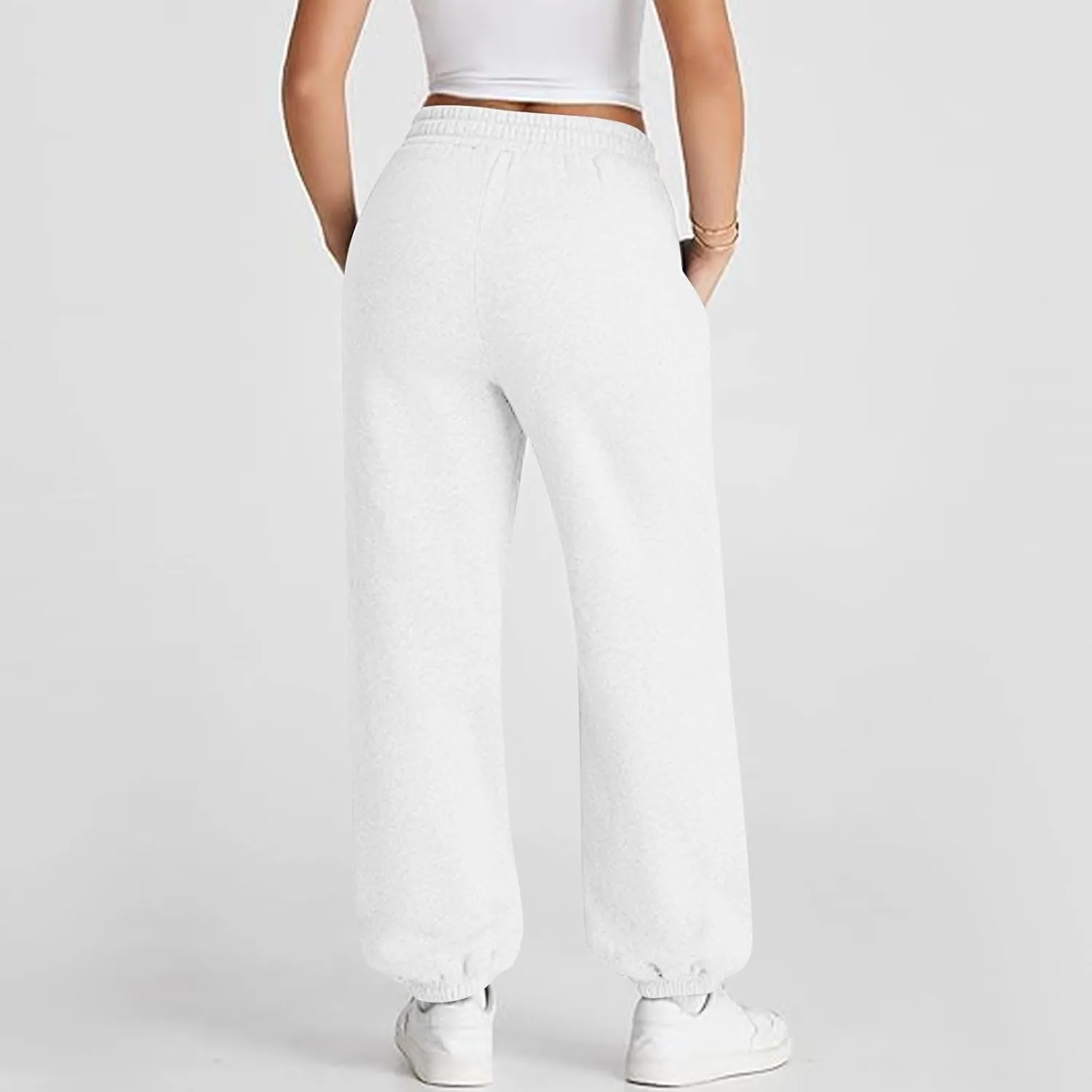 Crossover Sweatpants for Women Cotton Fleece Joggers Baggy Cinch Bottom Sweatpants Casual Loose Sweat Pants w/Pockets