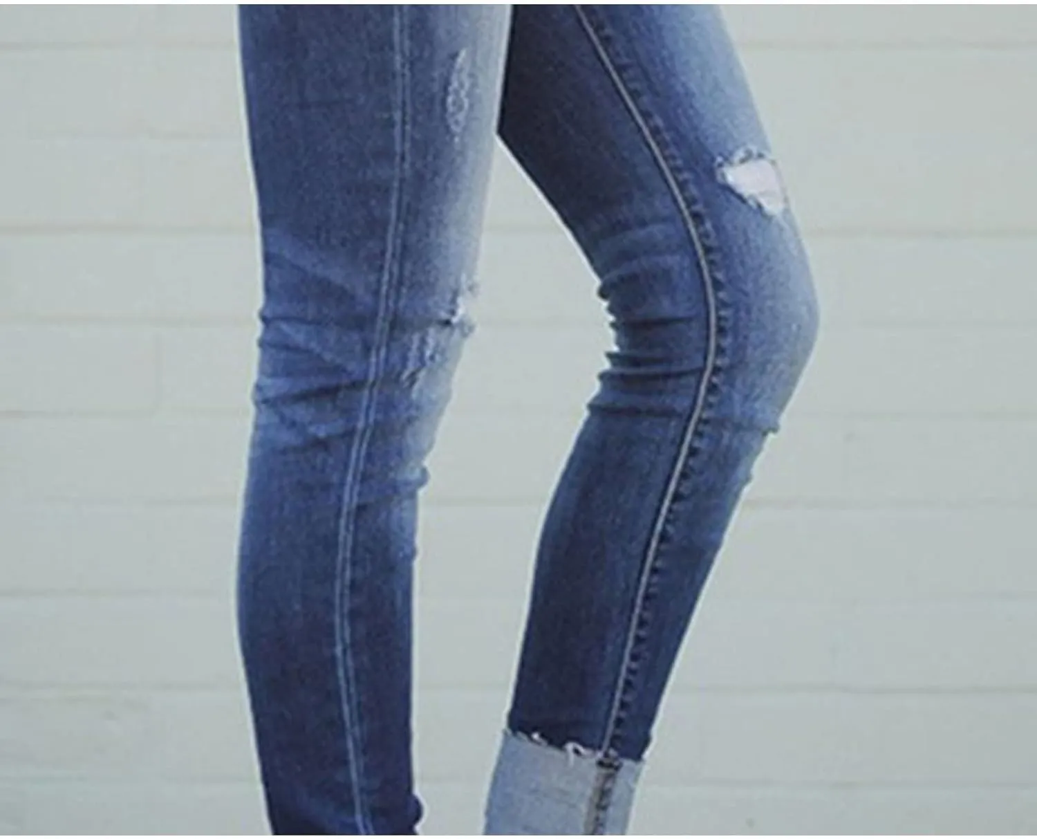 DGHM-JLMY Women's Washed Slim Fit Sexy Jeans Trousers Ripped Boyfriend Distressed Jeans Scratch Stretch Skinny Jeans