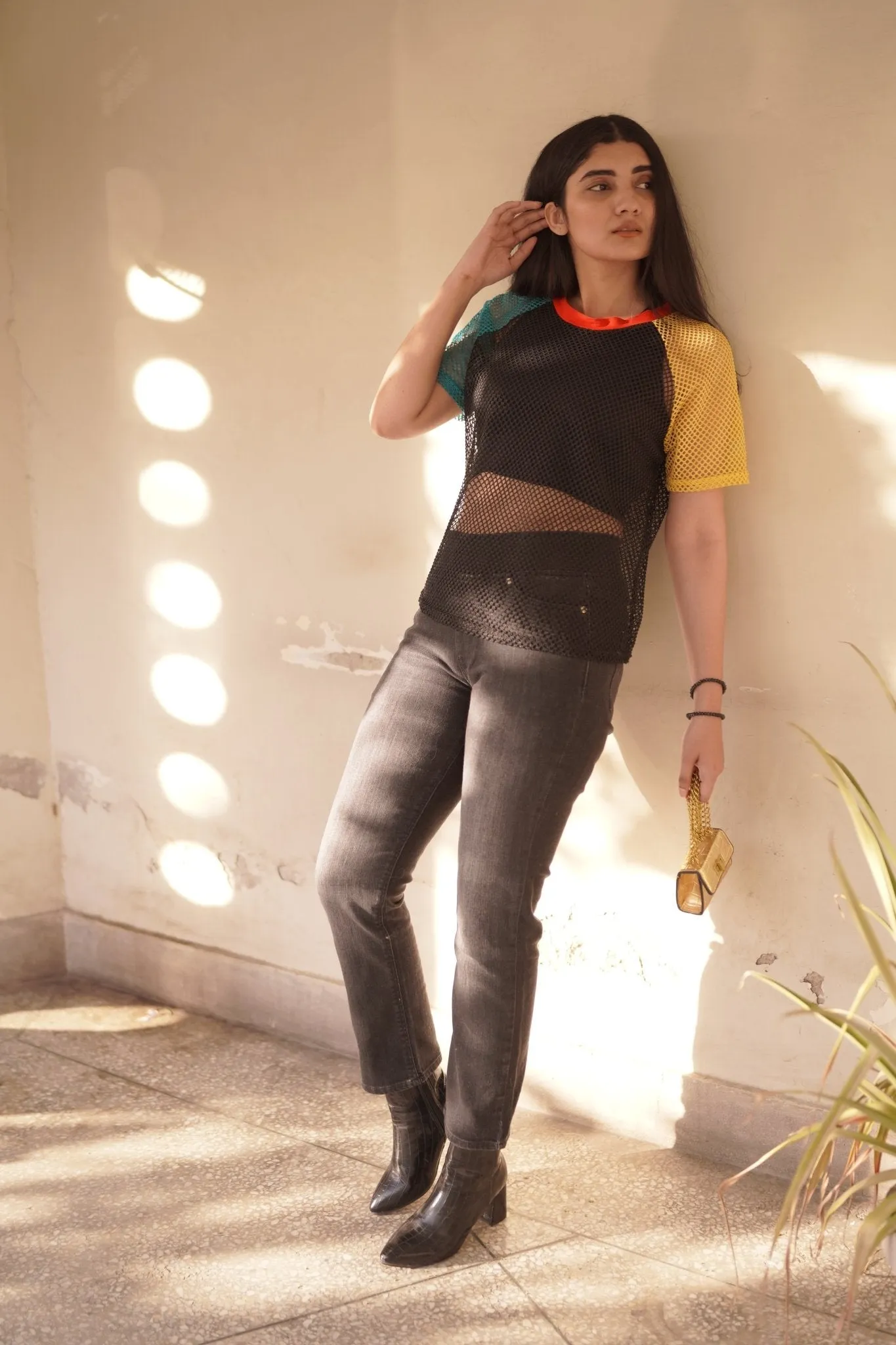Elastic Waist Washed Jeans