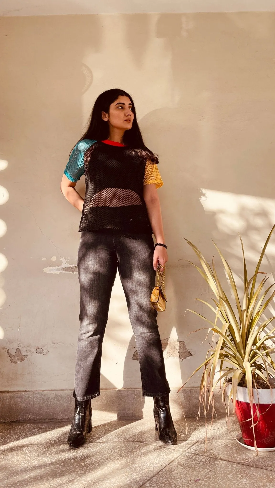 Elastic Waist Washed Jeans