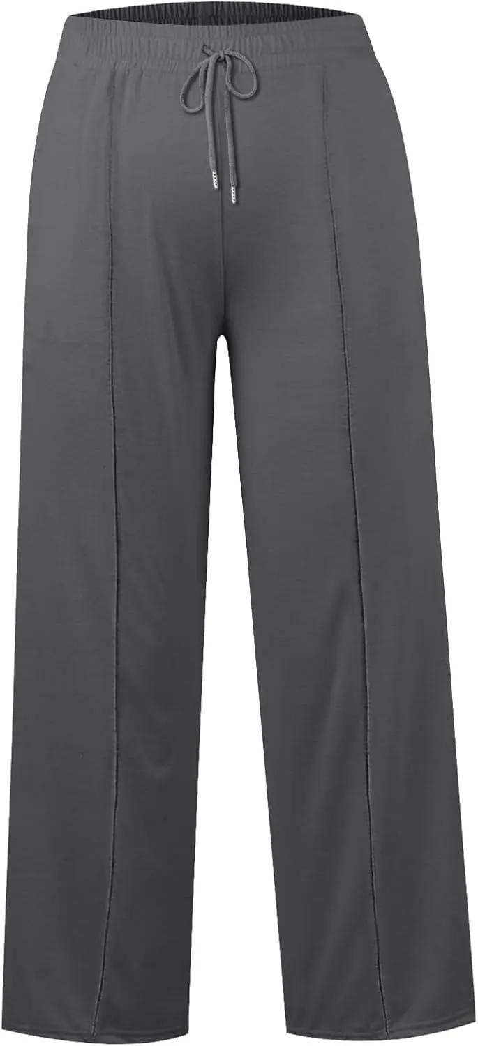 FONMA Womens Wide Leg Sweatpants 2025 Casual Loose Solid Pants Comfy Lounge Joggers Baggy Sweatpants Yoga Pants with Pockets