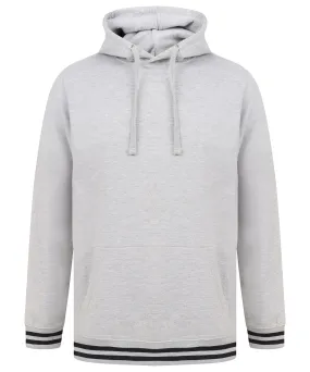 Heather Grey/Navy - Hoodie with striped cuffs
