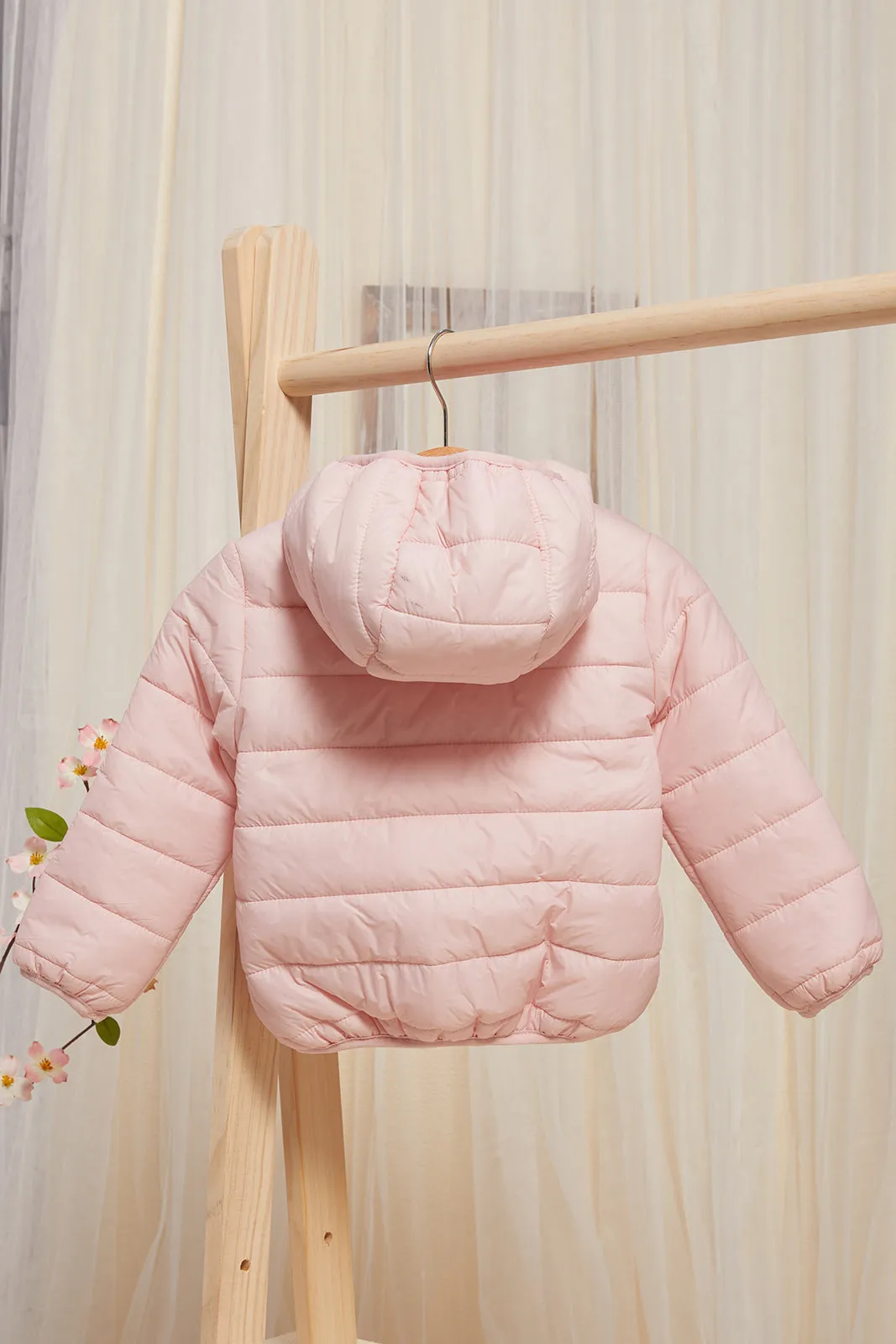 Infant Girls Pink Padded Hooded Jacket