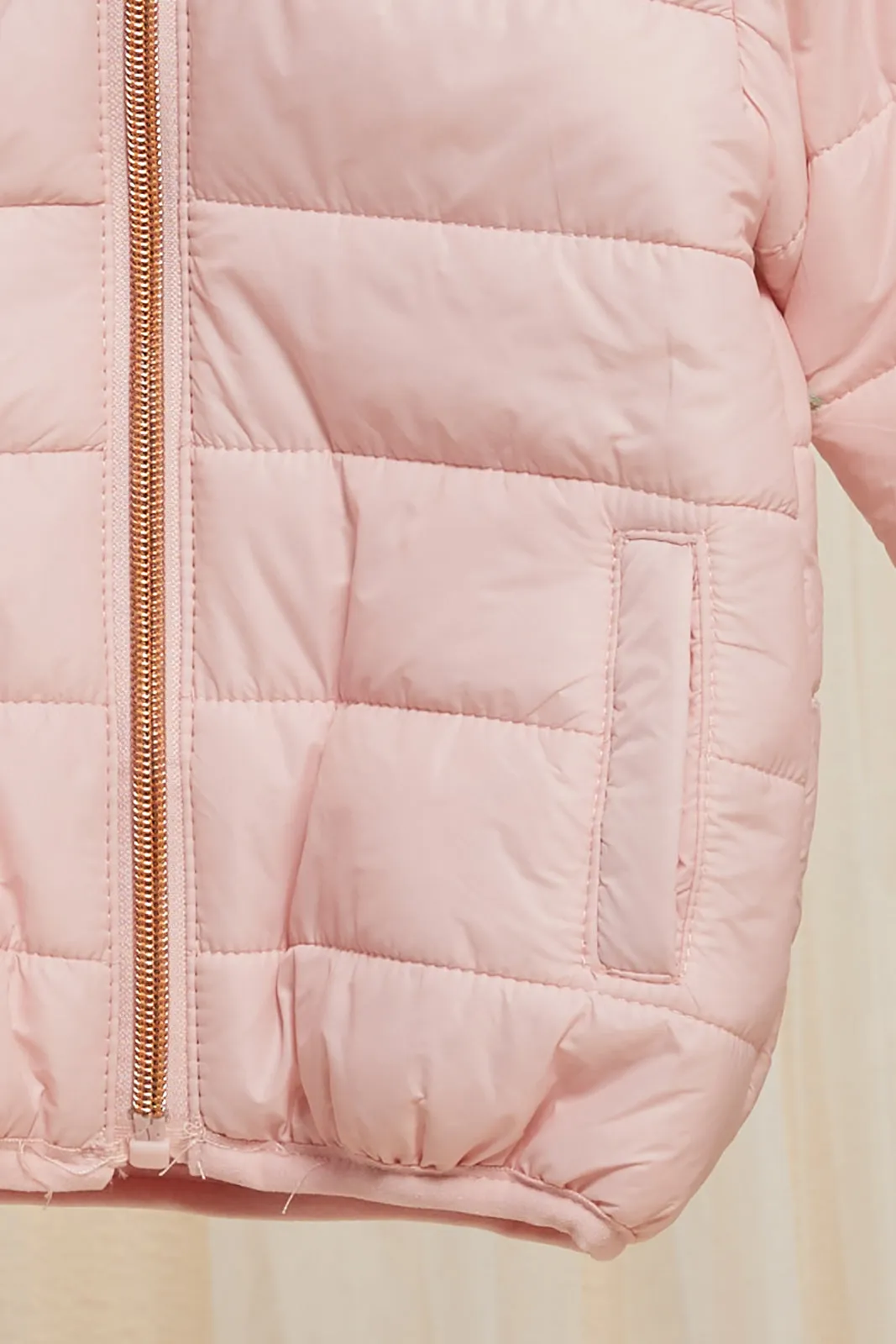 Infant Girls Pink Padded Hooded Jacket