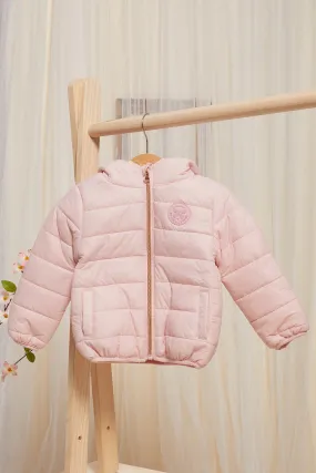 Infant Girls Pink Padded Hooded Jacket