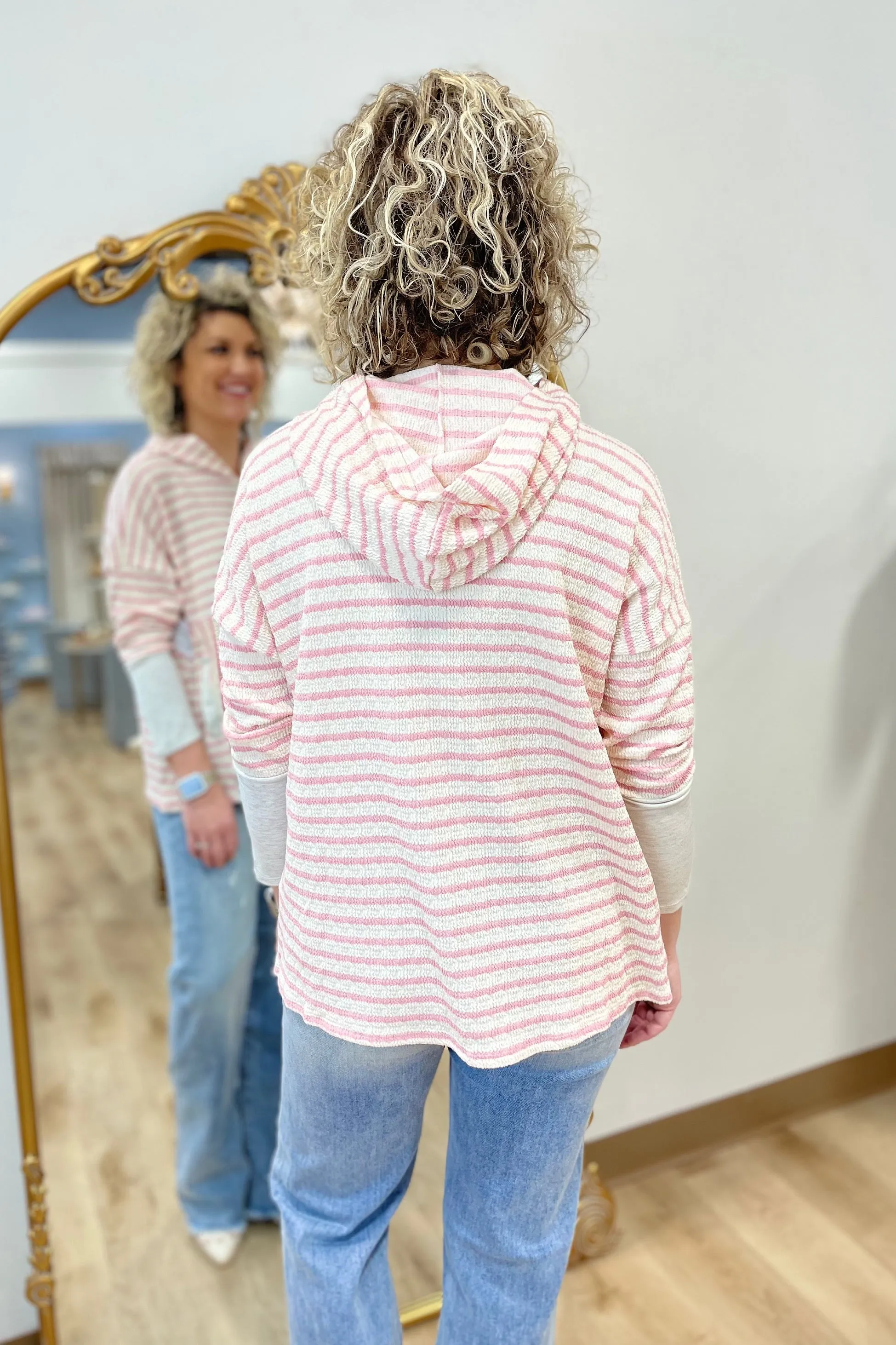 January Refresh Pink Striped Hoodie