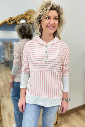 January Refresh Pink Striped Hoodie