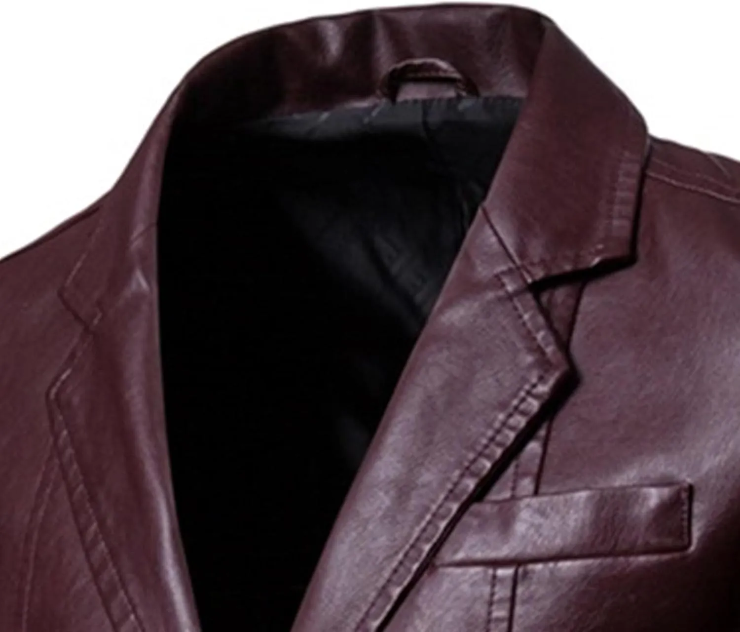 JEsilunmaMY Men's Warm Blazer Leather Jacket Notched Collar Classic Leather Blazer Business Casual Suit Coat with Pockets