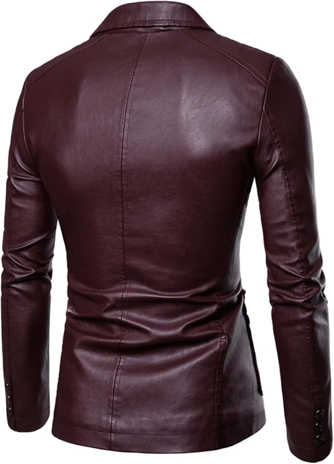 JEsilunmaMY Men's Warm Blazer Leather Jacket Notched Collar Classic Leather Blazer Business Casual Suit Coat with Pockets