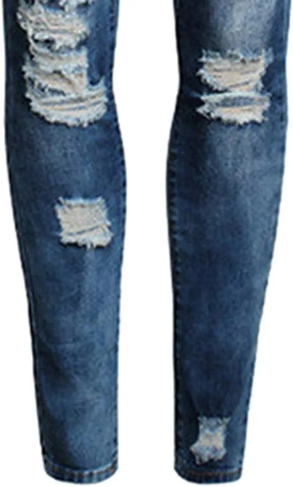 JOFOW Womens Skinny Jeans Ripped Washed Distressed Long Pants