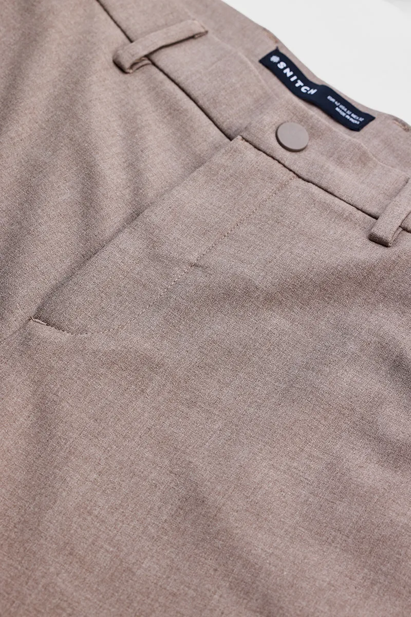 Light Brown Self-Design Stretch Trousers