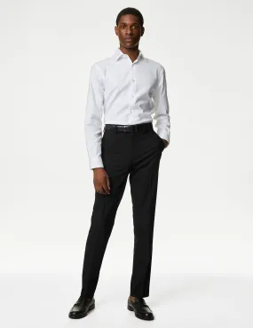 Marks & Spencer Slim Fit Stretch Flat Front Trousers, Black