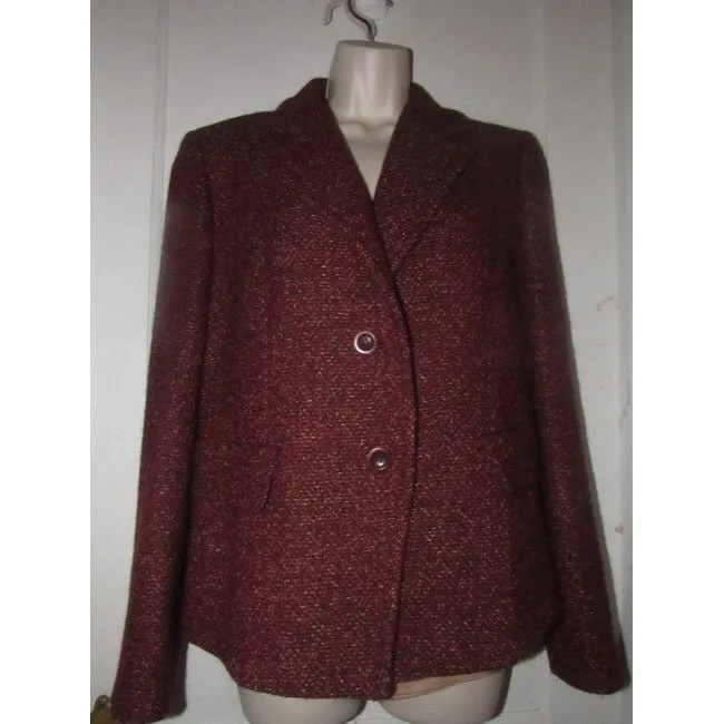 Max Mara Burgundy Tweed With Browns And Yellows Blazer