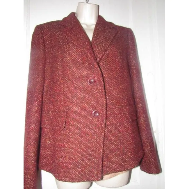 Max Mara Burgundy Tweed With Browns And Yellows Blazer