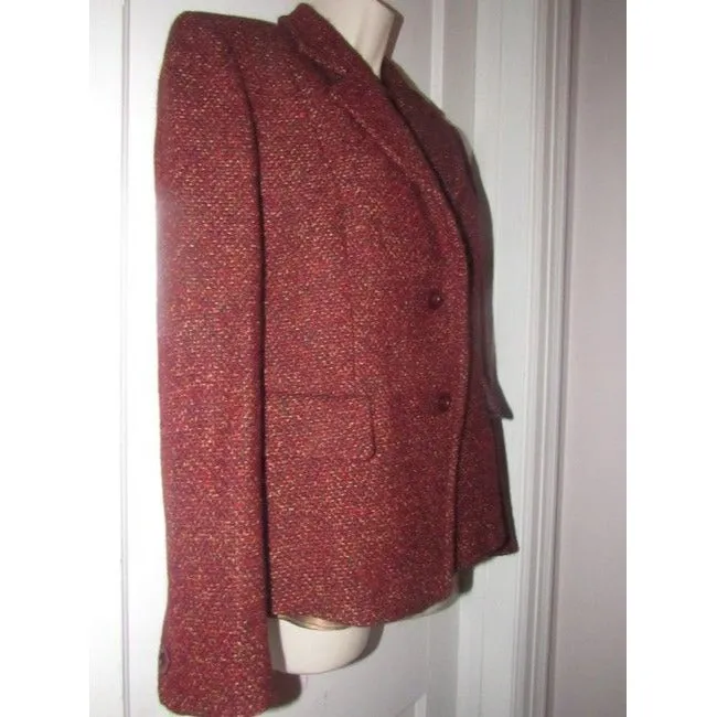 Max Mara Burgundy Tweed With Browns And Yellows Blazer