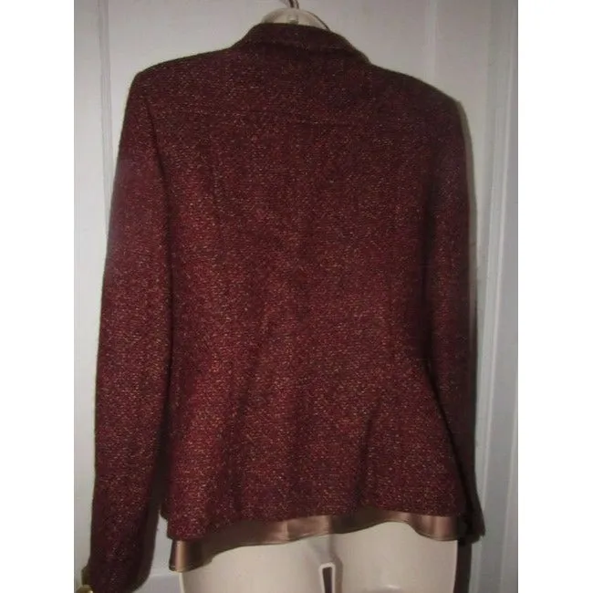 Max Mara Burgundy Tweed With Browns And Yellows Blazer