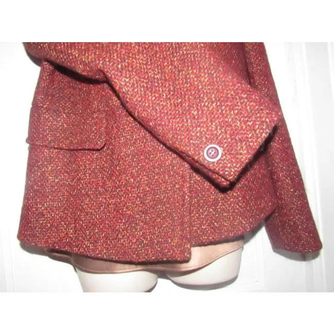 Max Mara Burgundy Tweed With Browns And Yellows Blazer