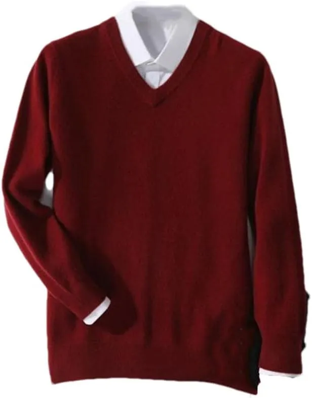 Men Cashmere Sweater Men Classic V-Neck Pullover Autumn Winter Warm Mens Jumper Sweater